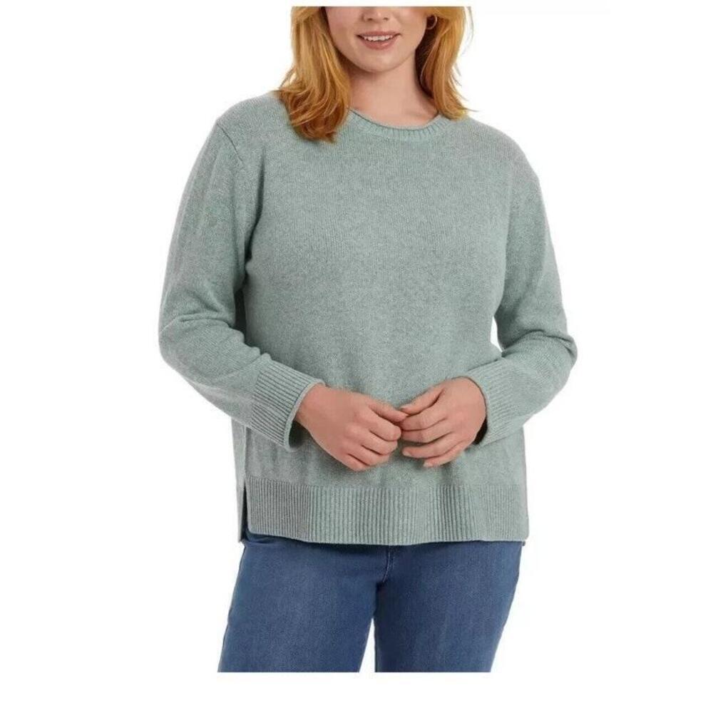 Ella Moss Women's Crew Neck Knit Pullover Sweater, Green, Small AR